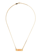 Man Golden Necklace With Logo Plate Palm Angels Man Golden Necklace With Logo Plate
