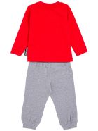 Moschino Coordinated Cotton Suit With Logo Print Moschino Coordinated Cotton Suit With Logo Print - Red