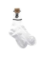 Burberry White And Black Blend Cotton Socks With Logo Burberry White And Black Blend Cotton Socks With Logo - White