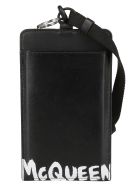 Black Leather Smartphone Case Alexander McQueen Black Leather Smartphone Case - Black