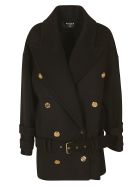 Balmain Oversized Double-breasted Coat Balmain Oversized Double-breasted Coat - Black