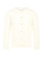 Gucci Ivory Cardigan For Girl With Double Gg Gucci Ivory Cardigan For Girl With Double Gg - Natural White