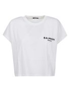 Cropped Ss Flocked Logo T-shirt - Eco Balmain Cropped Ss Flocked Logo T-shirt - Eco - Blanc/noir