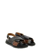 Marni Criss-cross Fussbett Calfskin Sandal Marni Criss-cross Fussbett Calfskin Sandal - Black/brown