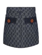 Gucci Blue Skirt For Girl With Double Gg Gucci Blue Skirt For Girl With Double Gg - Denim