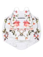 Burberry White Set For Babygirl With Roses Burberry White Set For Babygirl With Roses - White