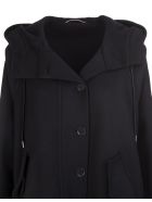 Black Wool Coat With Hood And Side Slits Ermanno Scervino Black Wool Coat With Hood And Side Slits - Nero