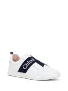 Chloé Leather Sneakers With Logo Band Detail Chloé Leather Sneakers With Logo Band Detail - White