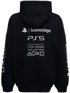 Balenciaga Black Cotton Hoodie With Boxy Print Balenciaga Black Cotton Hoodie With Boxy Print - Black