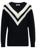 Mauro Grifoni Bicolor Wool V-neck Sweater Mauro Grifoni Bicolor Wool V-neck Sweater - Black