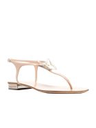 Nude Leather Flat Sandals Casadei Nude Leather Flat Sandals - Cipria