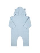 Stella McCartney Kids Light Blue Jumpsuit For Baby Boy With Bears Ears Stella McCartney Kids Light Blue Jumpsuit For Baby Boy With Bears Ears - Light Blue
