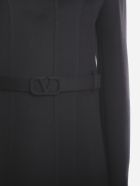 Valentino Wool And Cashmere Coat With Vlogo Signature Belt Valentino Wool And Cashmere Coat With Vlogo Signature Belt - Black