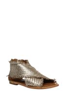Coral Blue Woven Leather Sandals Coral Blue Woven Leather Sandals - Metallic