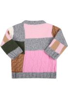 Fendi Multicolor Sweater For Baby Girl With Logo Fendi Multicolor Sweater For Baby Girl With Logo - Multicolor