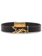 Saint Laurent Leather Bracelet With Logoed Buckle Saint Laurent Leather Bracelet With Logoed Buckle - Black