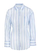 Striped Cotton Shirt MSGM Striped Cotton Shirt - Bianco/celeste