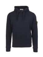 Man Navy Blue Hoodie With Logo Patch Stone Island Man Navy Blue Hoodie With Logo Patch