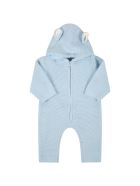 Stella McCartney Kids Light Blue Jumpsuit For Baby Boy With Bears Ears Stella McCartney Kids Light Blue Jumpsuit For Baby Boy With Bears Ears - Light Blue