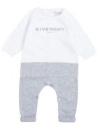 Givenchy White And Grey Cotton And Cashmere Onesie With Logo Givenchy White And Grey Cotton And Cashmere Onesie With Logo - White