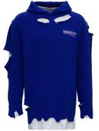 Balenciaga Political Campaign Destroyed Oversize Cotton Hoodie Balenciaga Political Campaign Destroyed Oversize Cotton Hoodie - Blu