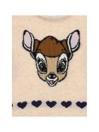 Monnalisa Beige Wool Sweater With Bamby Print Monnalisa Beige Wool Sweater With Bamby Print - Beige