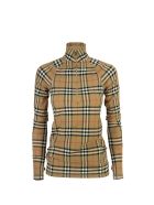 Burberry Vilan - Vintage Check Stretch Jersey Turtleneck Top Burberry Vilan - Vintage Check Stretch Jersey Turtleneck Top - Archive Beige