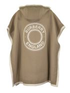 Burberry Carla Knt - Wool And Cashmere Hooded Cape With Jacquard Graphics And Logo Burberry Carla Knt - Wool And Cashmere Hooded Cape With Jacquard Graphics And Logo - Archive Beige
