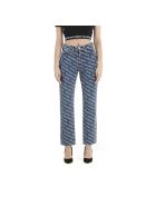 High Rise Logo Jeans T by Alexander Wang High Rise Logo Jeans - Deep Blue White