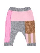 Fendi Multicolor Trouser For Baby Girl With Double Ff Fendi Multicolor Trouser For Baby Girl With Double Ff - Multicolor