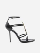 Saint Laurent Cassandra Sandals In Leather With Monogram Saint Laurent Cassandra Sandals In Leather With Monogram - Black