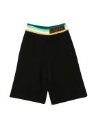 Fendi Black Bermuda Shorts With Multicolor Band Fendi Black Bermuda Shorts With Multicolor Band - Nero/verde
