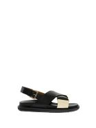 Marni Criss-cross Fussbett Calfskin Sandal Marni Criss-cross Fussbett Calfskin Sandal - Black/white