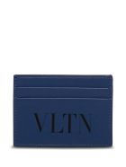 Valentino Garavani Vltn Card Holder In Blue Leather Valentino Garavani Vltn Card Holder In Blue Leather - Blu