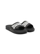 Black D2kids Boxer Logo Slippers Dsquared2 Black D2kids Boxer Logo Slippers