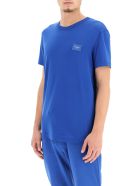 Dolce & Gabbana Cotton T-shirt With Logo Plaque Dolce & Gabbana Cotton T-shirt With Logo Plaque - Blu