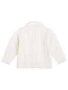 Tartine et Chocolat White Cardigan In Woven Wool With Buttons Tartine et Chocolat White Cardigan In Woven Wool With Buttons - White