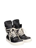 Rick Owens Geobasket Sneakers In Black Leather Rick Owens Geobasket Sneakers In Black Leather - black