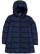 Save the Duck Ecological Blue Nylon Down Jacket With Logo Save the Duck Ecological Blue Nylon Down Jacket With Logo - Blu