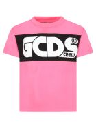 GCDS Neon Fuchsia T-shirt For Girl With Logo GCDS Neon Fuchsia T-shirt For Girl With Logo - Fucsia