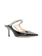 Jimmy Choo Black Patent Leather Mules With Crystal Strap Jimmy Choo Black Patent Leather Mules With Crystal Strap - Black