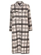 RED Valentino Asymmetric Pleated Check Coat RED Valentino Asymmetric Pleated Check Coat - Latte