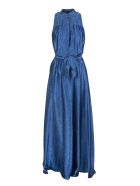 Fantasia Blue Metallic Belted Silk Gown Kiton Fantasia Blue Metallic Belted Silk Gown - Fantasia blue