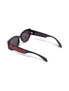 Alexander McQueen Eyewear Black Acetate Sunglasses With Logo Print Alexander McQueen Eyewear Black Acetate Sunglasses With Logo Print - Black