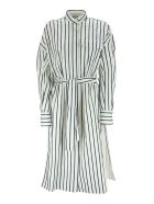Brunello Cucinelli Cotton Regimental Stripe Poplin Shirt Dress With Belt Brunello Cucinelli Cotton Regimental Stripe Poplin Shirt Dress With Belt - White/blue