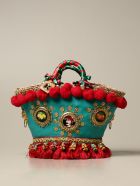 Sikuly Handbag Sicilia Sikuly Leather Coffa Bag With Pompom And Tassels Sikuly Handbag Sicilia Sikuly Leather Coffa Bag With Pompom And Tassels - Multicolor