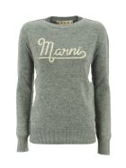 Marni Hazelnut Crewneck Sweater With Embroidered Logo Marni Hazelnut Crewneck Sweater With Embroidered Logo - Grey