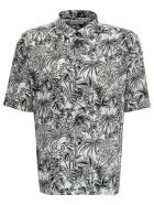 Saint Laurent Floral Viscose Shirt With Jungle Cat Print Saint Laurent Floral Viscose Shirt With Jungle Cat Print - Nero