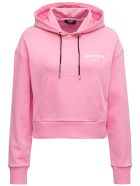 Balmain Pink Cropped Hooduie With Logo Balmain Pink Cropped Hooduie With Logo - Pink
