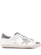 Man White And Grey Super-star Sneakers With Python Printed Star Golden Goose Man White And Grey Super-star Sneakers With Python Printed Star
